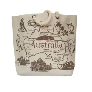 Australian Map Rope Handle Beach Bag