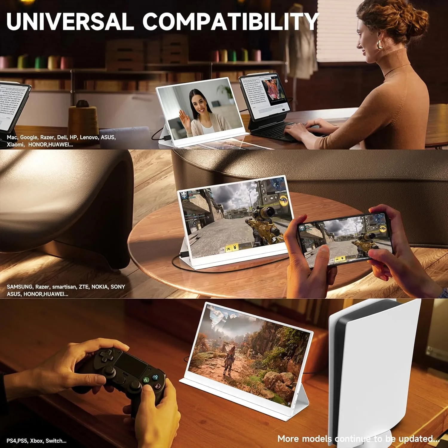 AYY Portable Monitor 15.6inch 1080P FHD, USB-C HDMI Computer Display, HDR IPS Gaming Monitor w/Premium Smart Cover & Screen Protector, Dual Speakers, for Laptop PC MAC Phone PS4 Xbox Switch, White