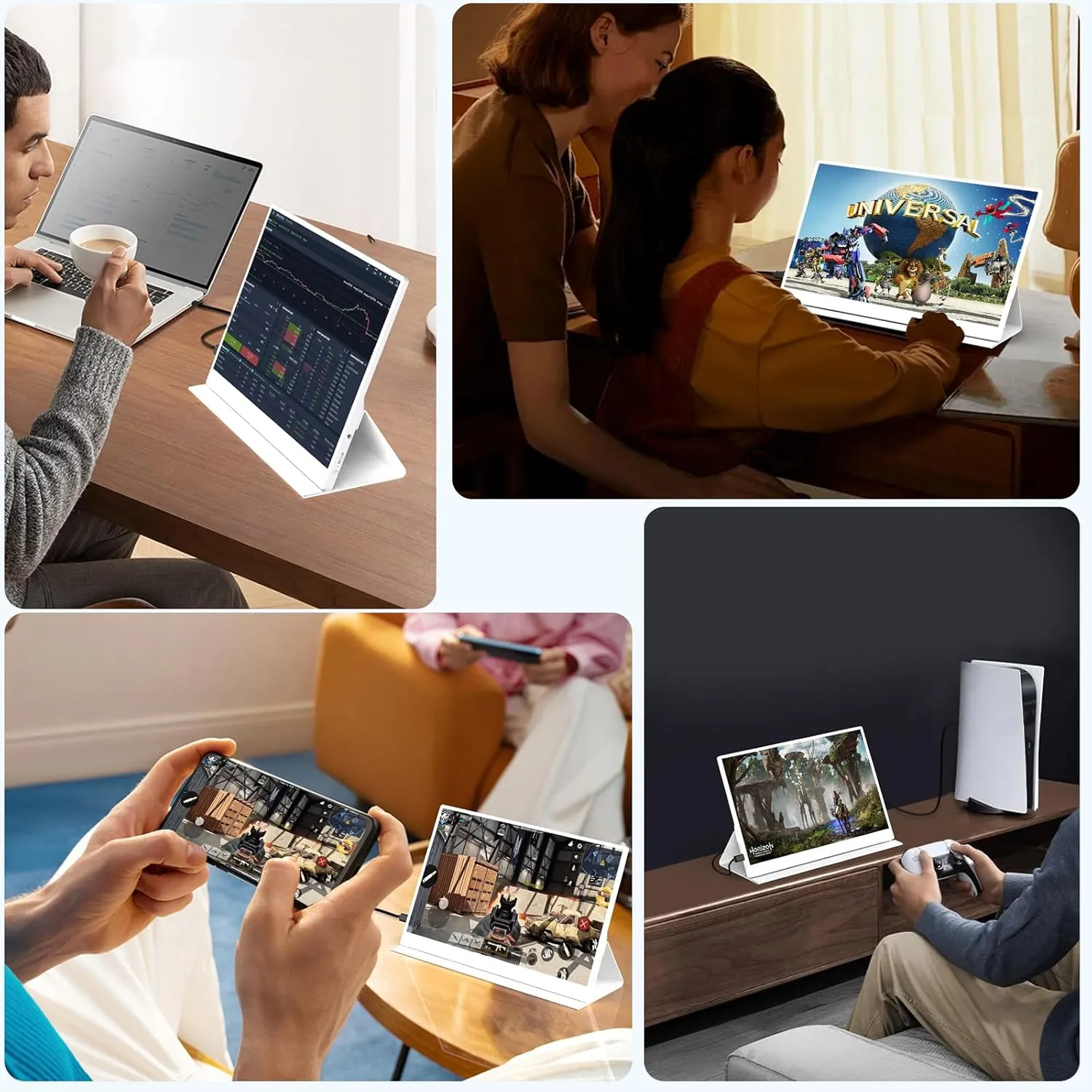 AYY Portable Monitor 15.6inch 1080P FHD, USB-C HDMI Computer Display, HDR IPS Gaming Monitor w/Premium Smart Cover & Screen Protector, Dual Speakers, for Laptop PC MAC Phone PS4 Xbox Switch, White