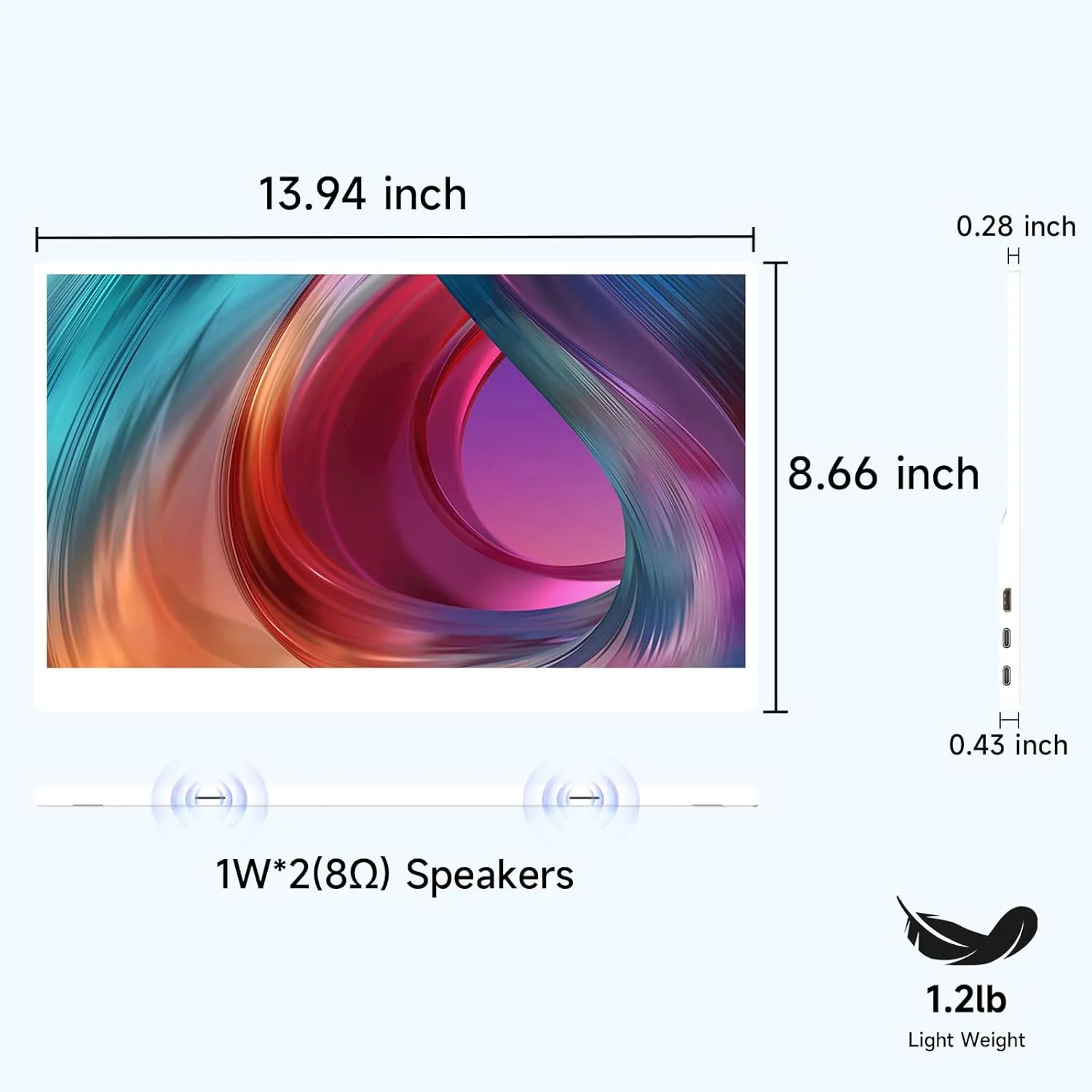 AYY Portable Monitor 15.6inch 1080P FHD, USB-C HDMI Computer Display, HDR IPS Gaming Monitor w/Premium Smart Cover & Screen Protector, Dual Speakers, for Laptop PC MAC Phone PS4 Xbox Switch, White