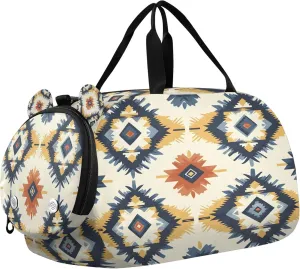 Aztec Inca Art Youth Sports & Travel Duffle Bag with Shoe Compartment,Waterproof Gym Bag for Girls and Boys (Overnight Essentials Organizer)