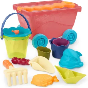 B. toys- Wavy-Wagon- Red- Water Play- Travel Beach Buggy- 11 Funky Sand Toys – Phthalates and BPA Free – 18 months  