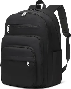 Backpack for Middle High School Teen Boys Girls Large College Bookbag with Laptop Compartment Back to School Book Bags Mochilas Escolares para Niños Niñas Adolescentes (Black, Solid)