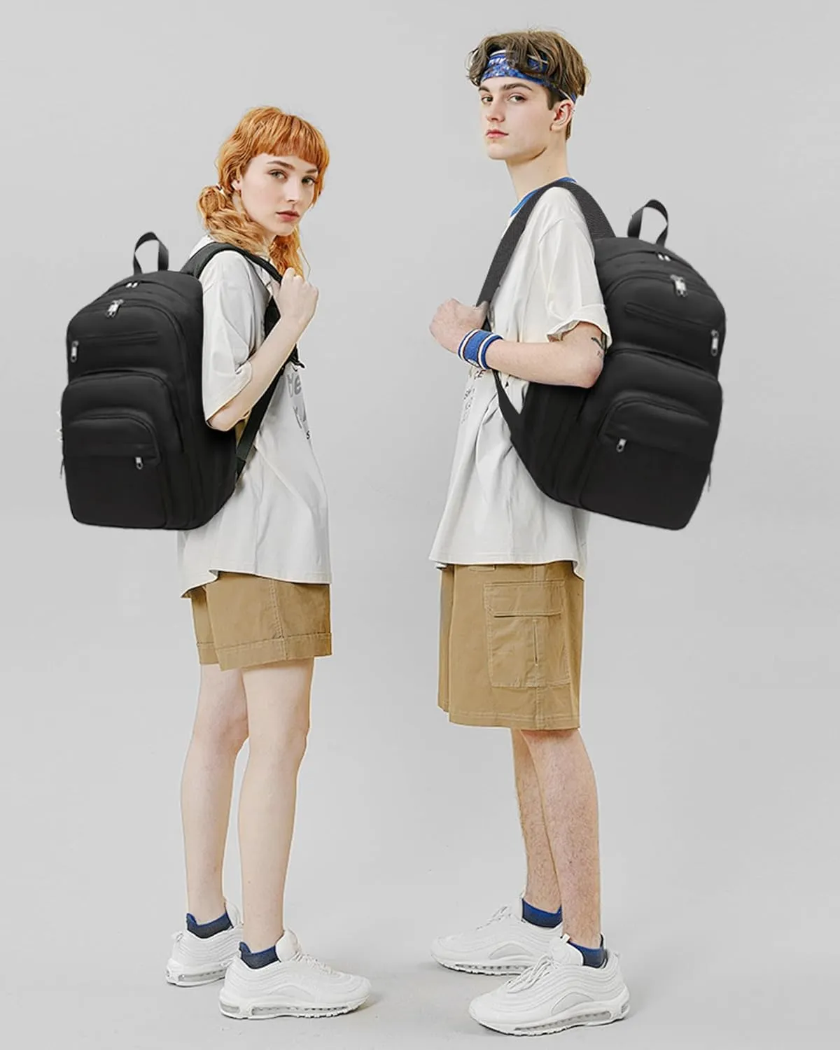 Backpack for Middle High School Teen Boys Girls Large College Bookbag with Laptop Compartment Back to School Book Bags Mochilas Escolares para Niños Niñas Adolescentes (Black, Solid)