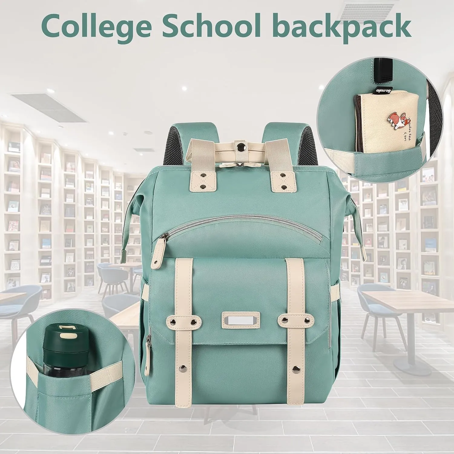 Backpack for Women, 15.6 Inch Wide Open Laptop Backpack for Teacher Doctor Nurse, Water Resistant Work College Shoulder Bag With RFID Anti Theft USB Charging Port