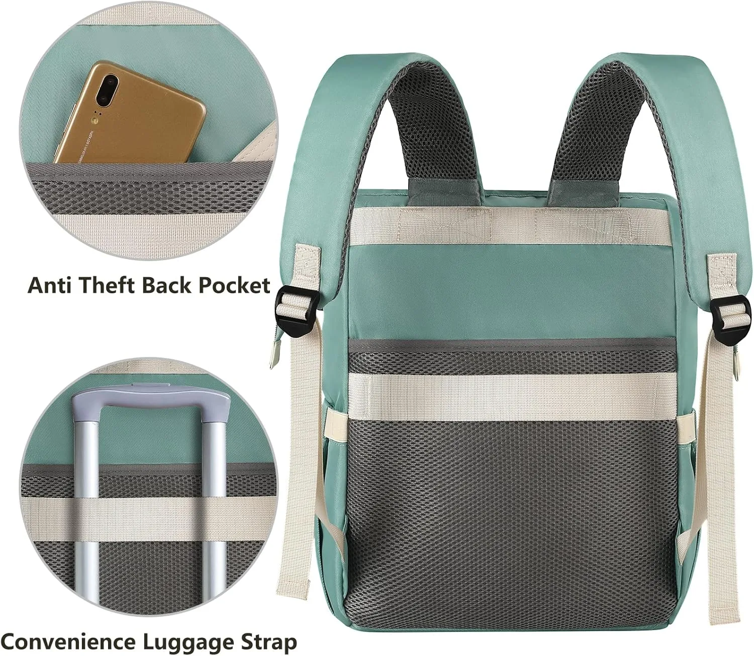 Backpack for Women, 15.6 Inch Wide Open Laptop Backpack for Teacher Doctor Nurse, Water Resistant Work College Shoulder Bag With RFID Anti Theft USB Charging Port