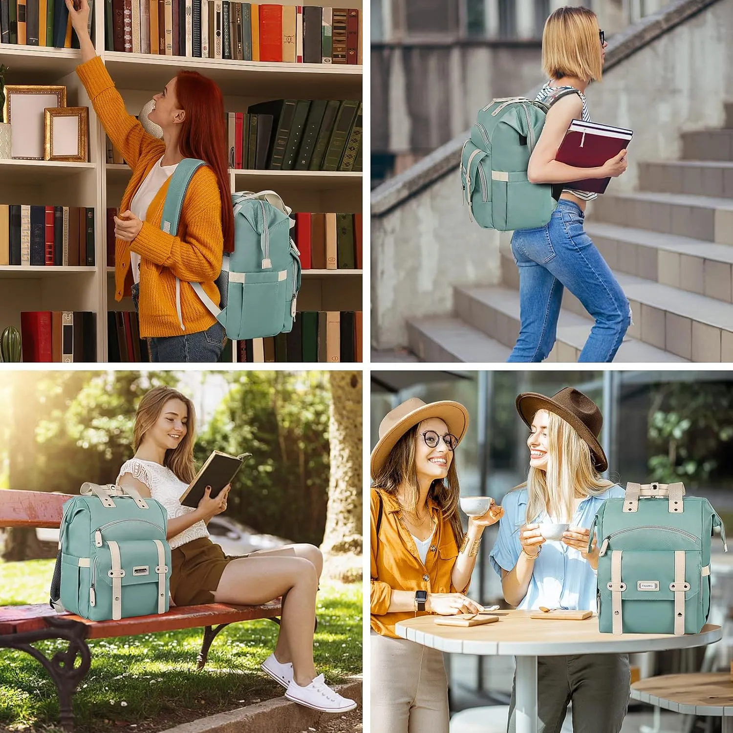 Backpack for Women, 15.6 Inch Wide Open Laptop Backpack for Teacher Doctor Nurse, Water Resistant Work College Shoulder Bag With RFID Anti Theft USB Charging Port