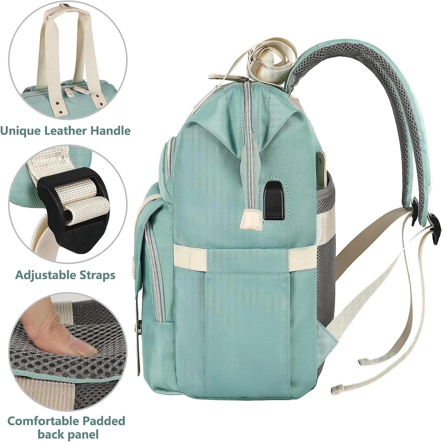 Backpack for Women, 15.6 Inch Wide Open Laptop Backpack for Teacher Doctor Nurse, Water Resistant Work College Shoulder Bag With RFID Anti Theft USB Charging Port