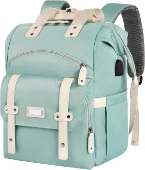 Backpack for Women, 15.6 Inch Wide Open Laptop Backpack for Teacher Doctor Nurse, Water Resistant Work College Shoulder Bag With RFID Anti Theft USB Charging Port