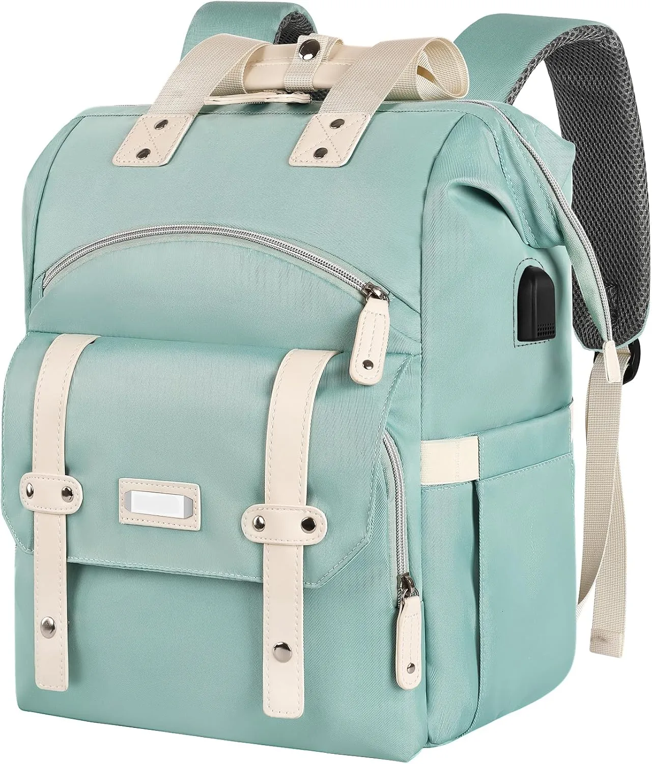 Backpack for Women, 15.6 Inch Wide Open Laptop Backpack for Teacher Doctor Nurse, Water Resistant Work College Shoulder Bag With RFID Anti Theft USB Charging Port