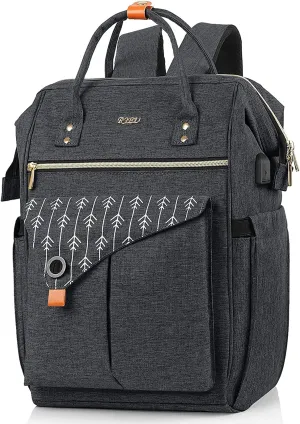 Backpack for Women, Anti Theft Slim SturdyTravel Laptop Backpack with USB Charging Port, Water Resistant College School Backpack Fits 15.6 Inch Notebook, Black