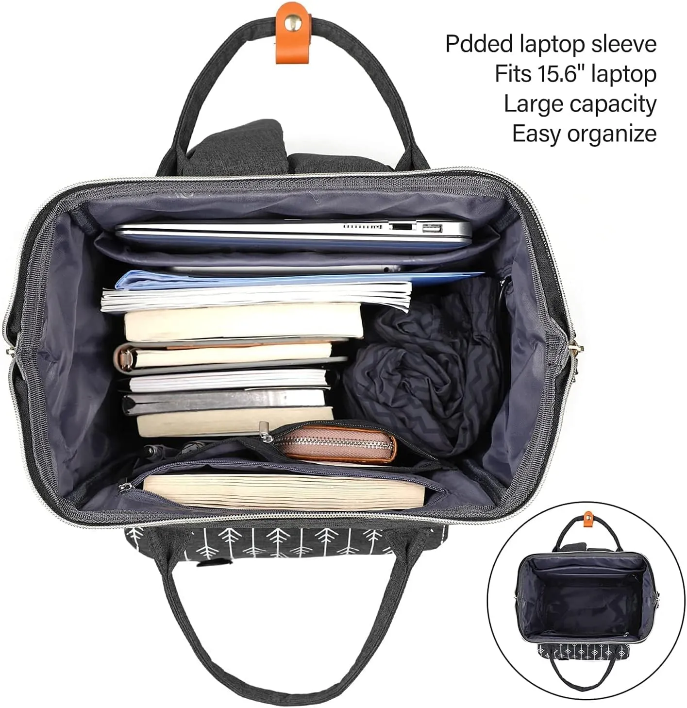 Backpack for Women, Anti Theft Slim SturdyTravel Laptop Backpack with USB Charging Port, Water Resistant College School Backpack Fits 15.6 Inch Notebook, Black