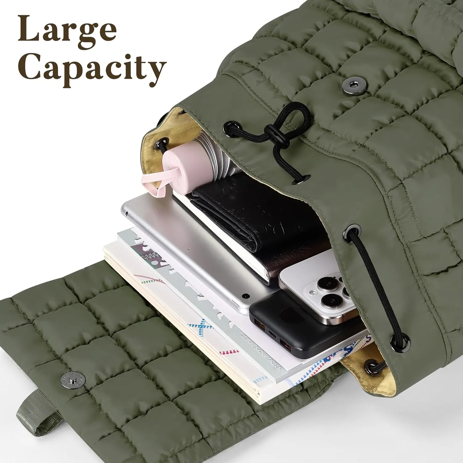 Backpack for Women - Lightweight Puffer Quilted Travel Backpack - Small Casual Daily Daypack Purse for Women - Cute Fashion Carry on Daypack, Green