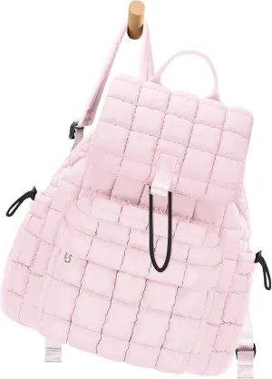 Backpack for Women - Lightweight Puffer Quilted Travel Backpack - Small Casual Daily Daypack Purse for Women - Cute Fashion Carry on Daypack, Pink