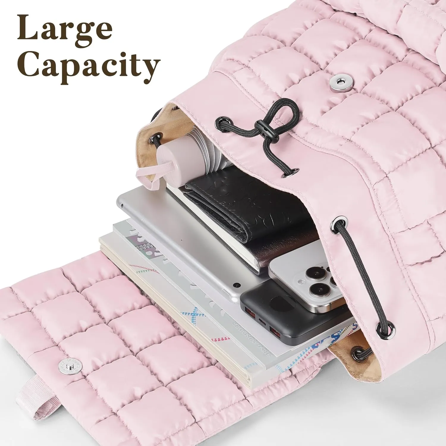 Backpack for Women - Lightweight Puffer Quilted Travel Backpack - Small Casual Daily Daypack Purse for Women - Cute Fashion Carry on Daypack, Pink