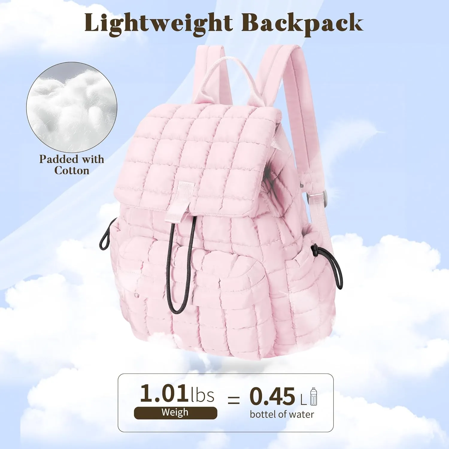 Backpack for Women - Lightweight Puffer Quilted Travel Backpack - Small Casual Daily Daypack Purse for Women - Cute Fashion Carry on Daypack, Pink