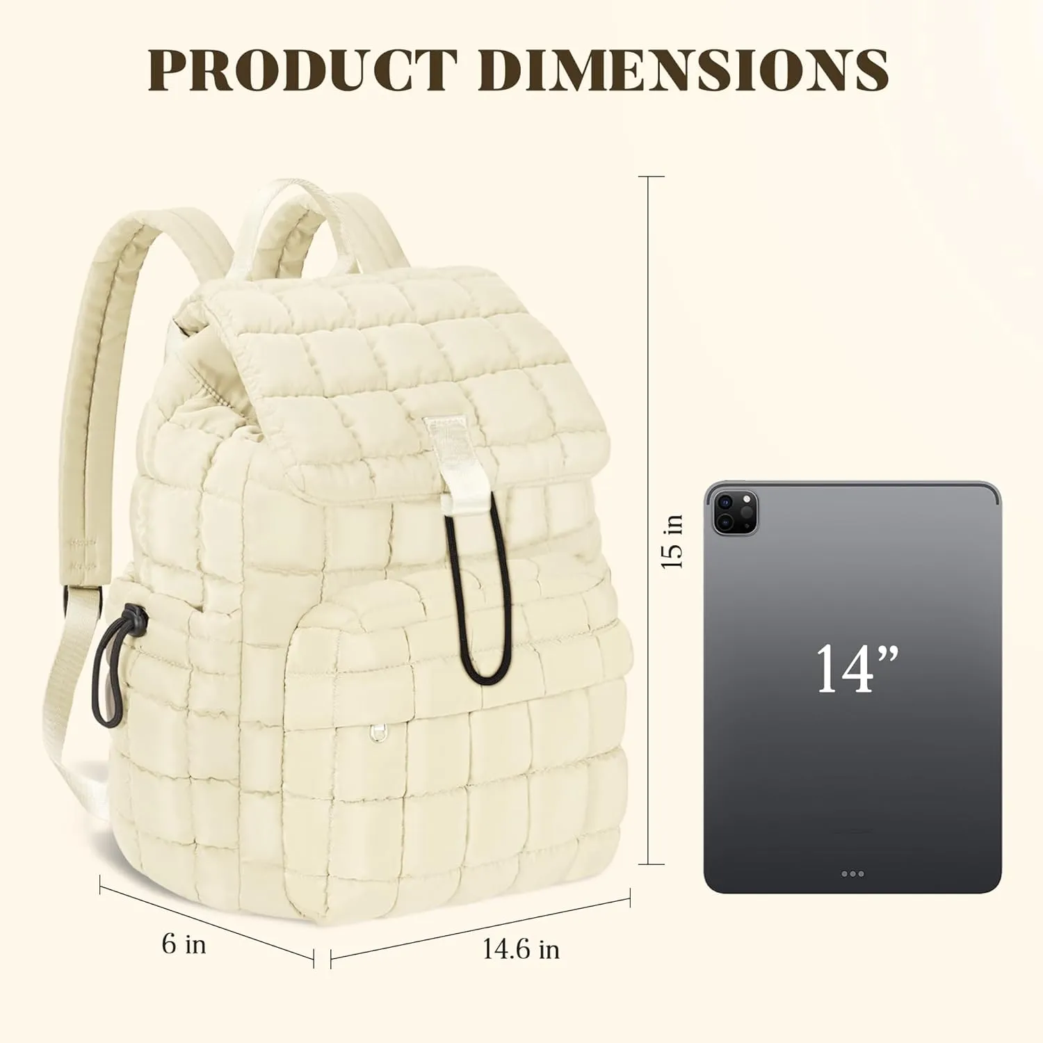 Backpack for Women - Lightweight Puffer Quilted Travel Backpack - Small Casual Daily Daypack Purse for Women - Cute Fashion Carry on Daypack, White