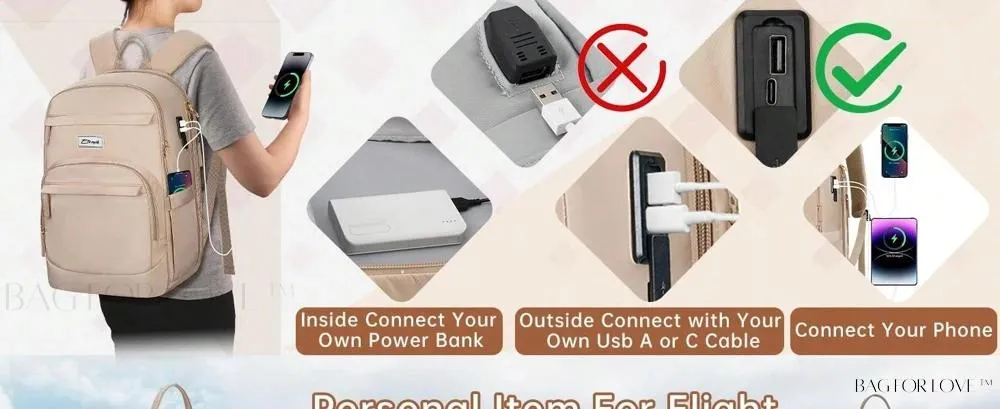 BagForLove - 3 Inch Anti Theft Laptop Bag With USB A & C Charging Port