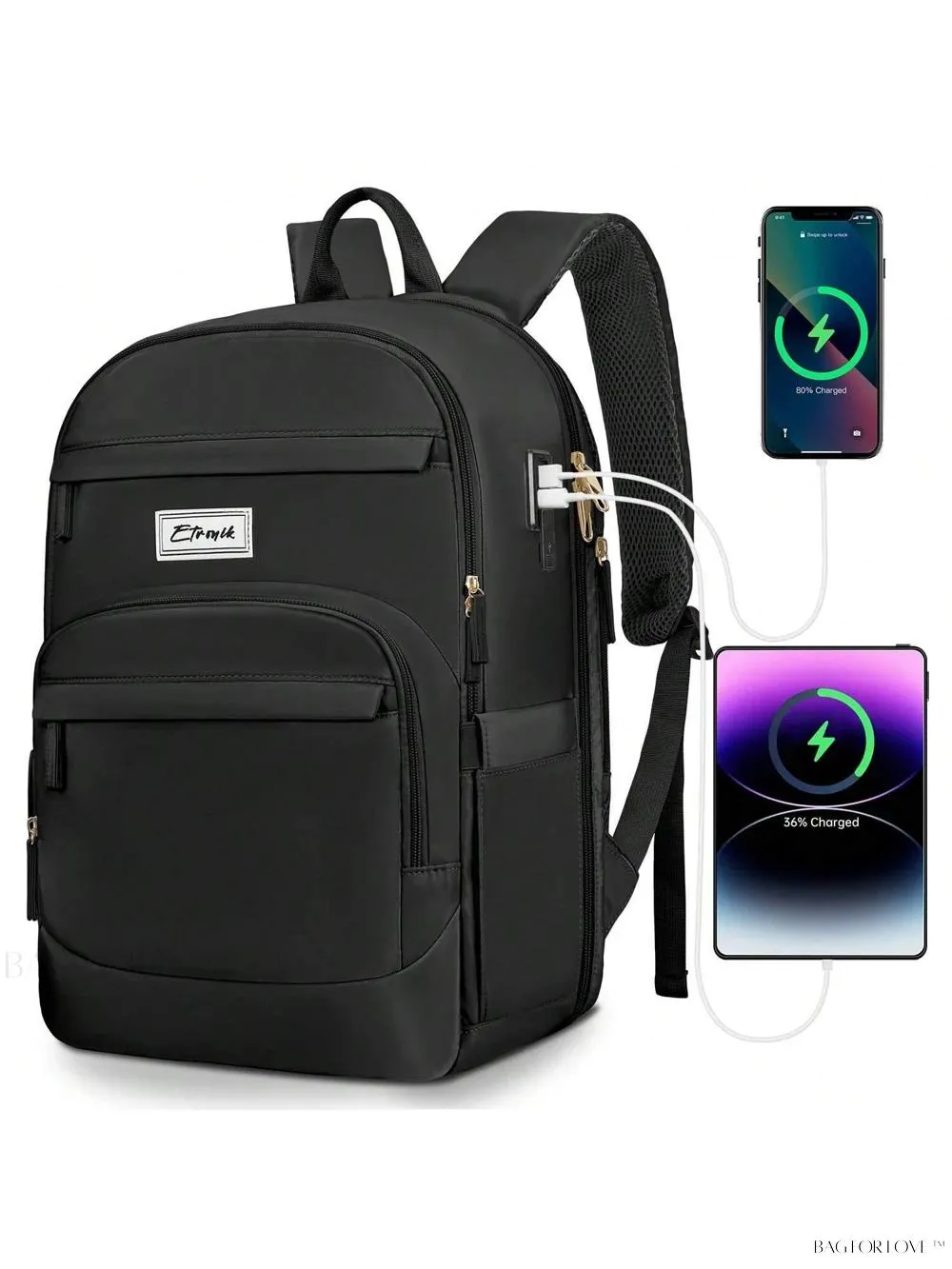 BagForLove - 3 Inch Anti Theft Laptop Bag With USB A & C Charging Port