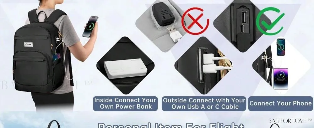 BagForLove - 3 Inch Anti Theft Laptop Bag With USB A & C Charging Port