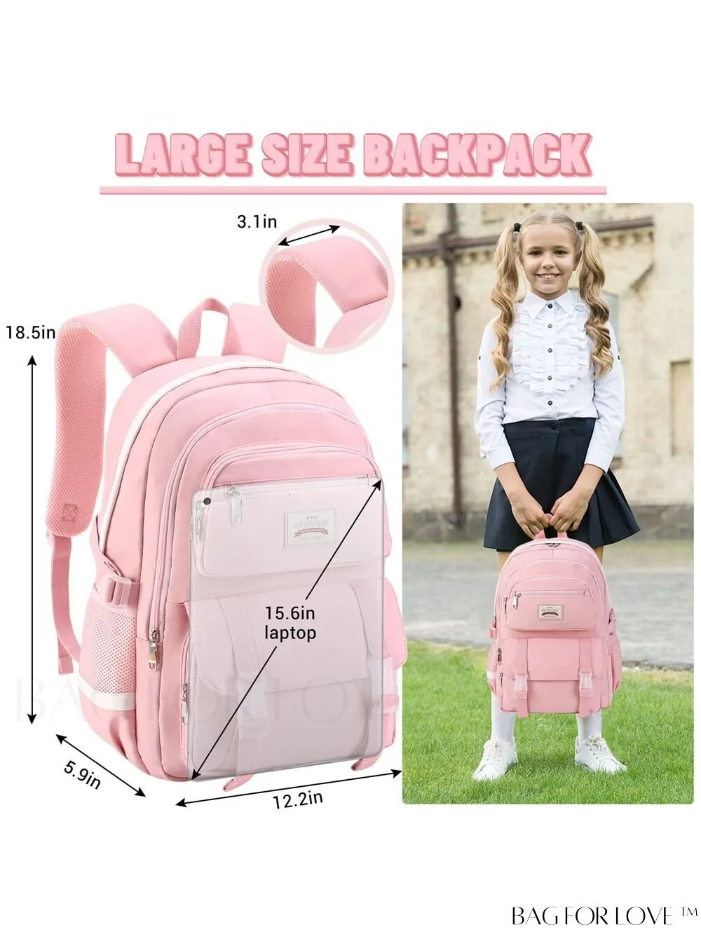 BagForLove - SCIONE Teen Travel Backpack: Waterproof, Hiking-Ready, Fits 15.6 Laptop, with Shoe Compartment