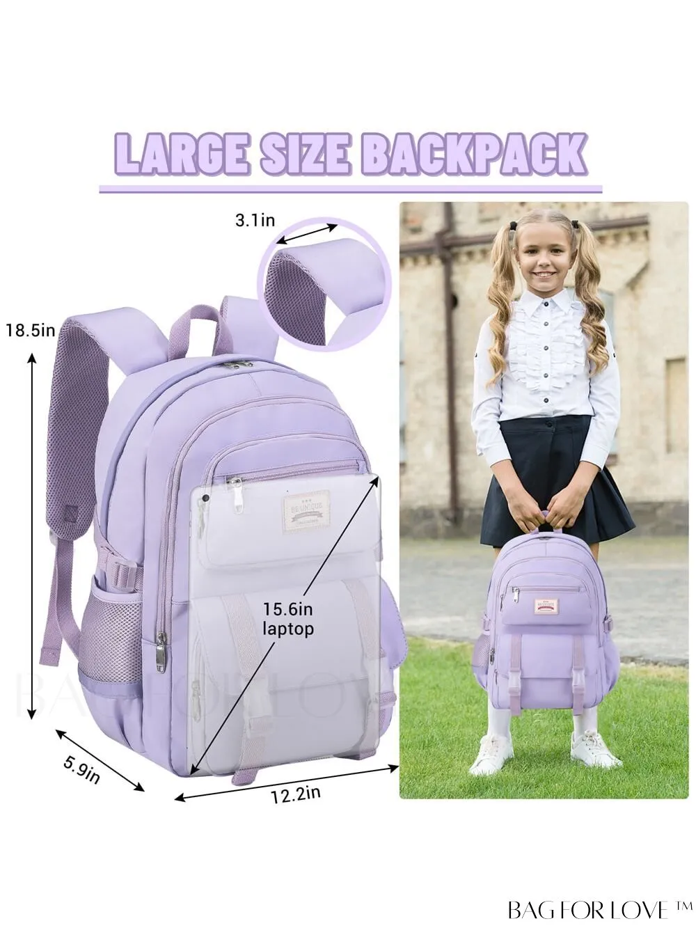 BagForLove - SCIONE Teen Travel Backpack: Waterproof, Hiking-Ready, Fits 15.6 Laptop, with Shoe Compartment