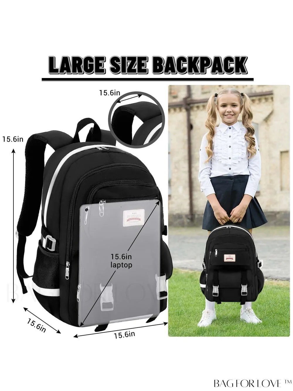 BagForLove - SCIONE Teen Travel Backpack: Waterproof, Hiking-Ready, Fits 15.6 Laptop, with Shoe Compartment