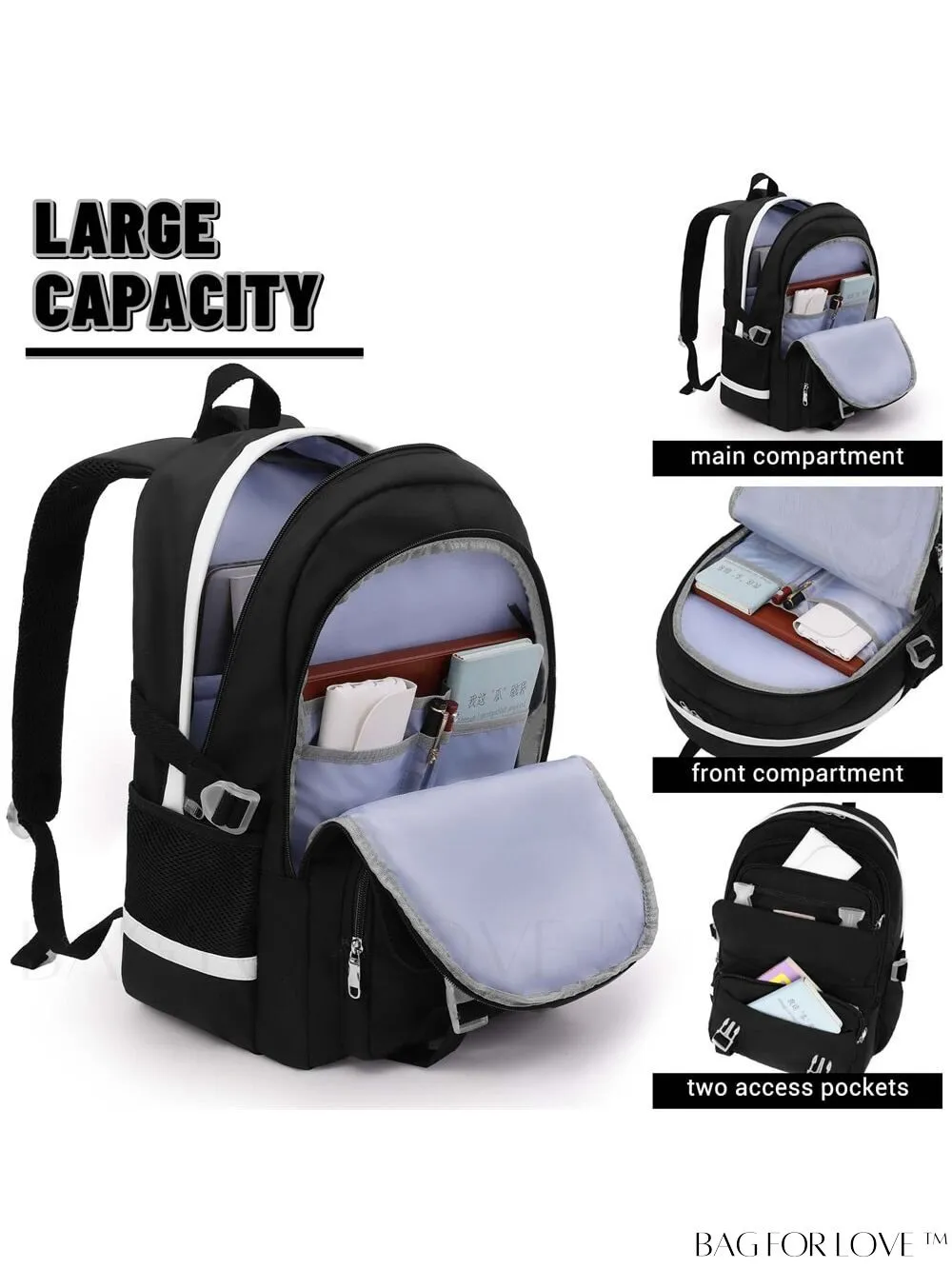 BagForLove - SCIONE Teen Travel Backpack: Waterproof, Hiking-Ready, Fits 15.6 Laptop, with Shoe Compartment