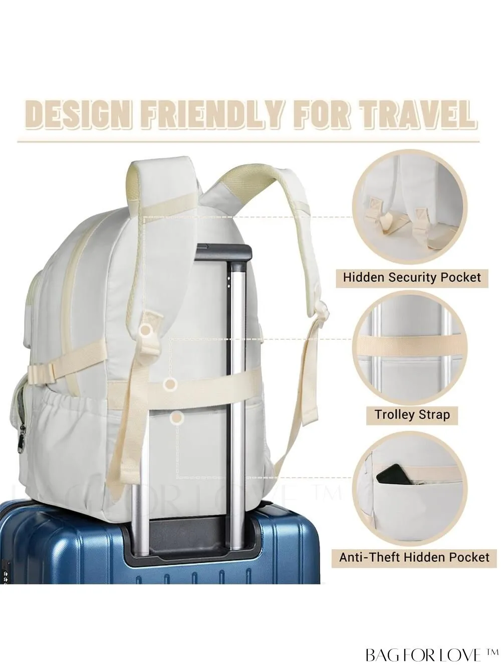 BagForLove - SCIONE Teen Travel Backpack: Waterproof, Hiking-Ready, Fits 15.6 Laptop, with Shoe Compartment