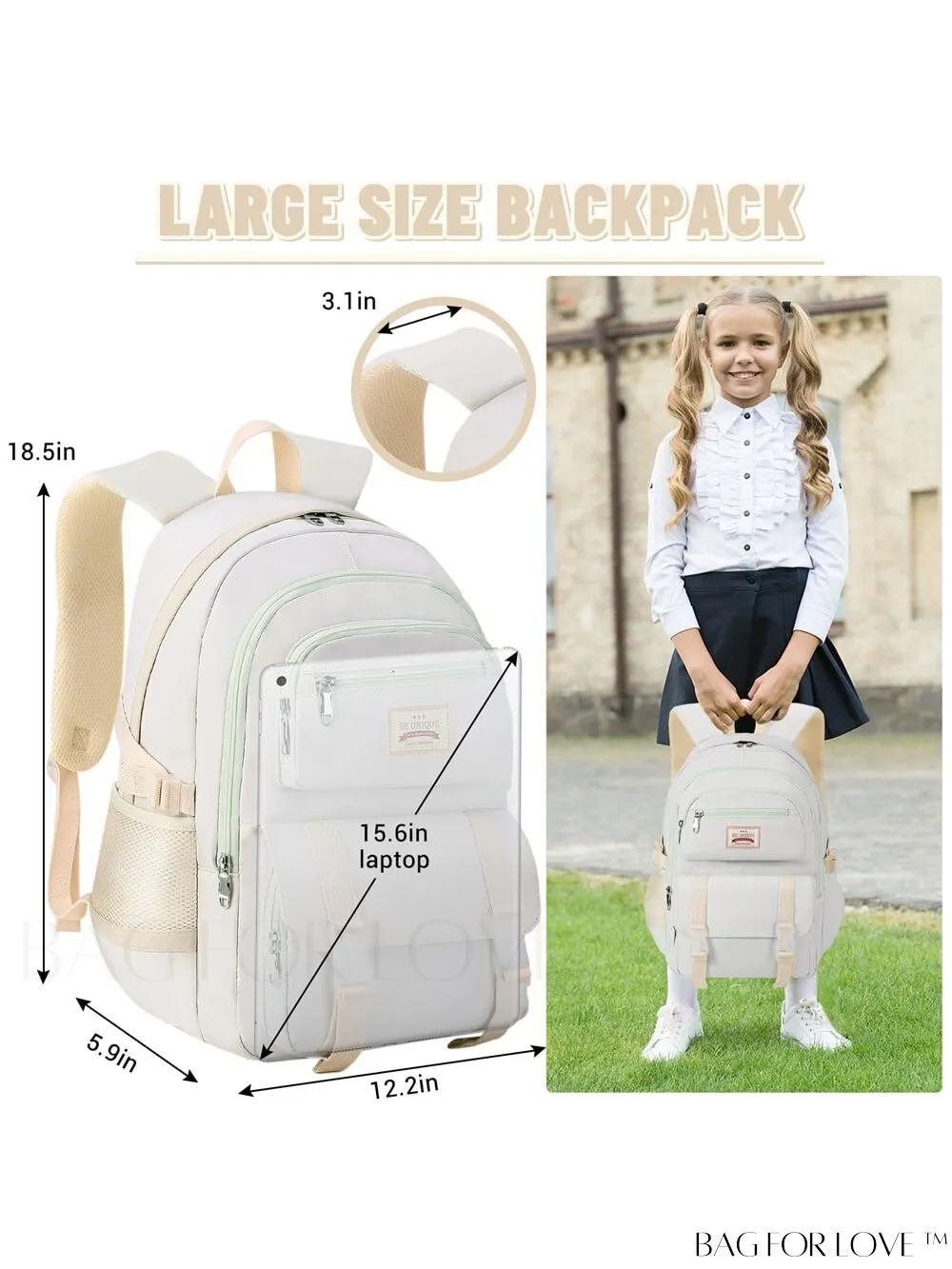 BagForLove - SCIONE Teen Travel Backpack: Waterproof, Hiking-Ready, Fits 15.6 Laptop, with Shoe Compartment