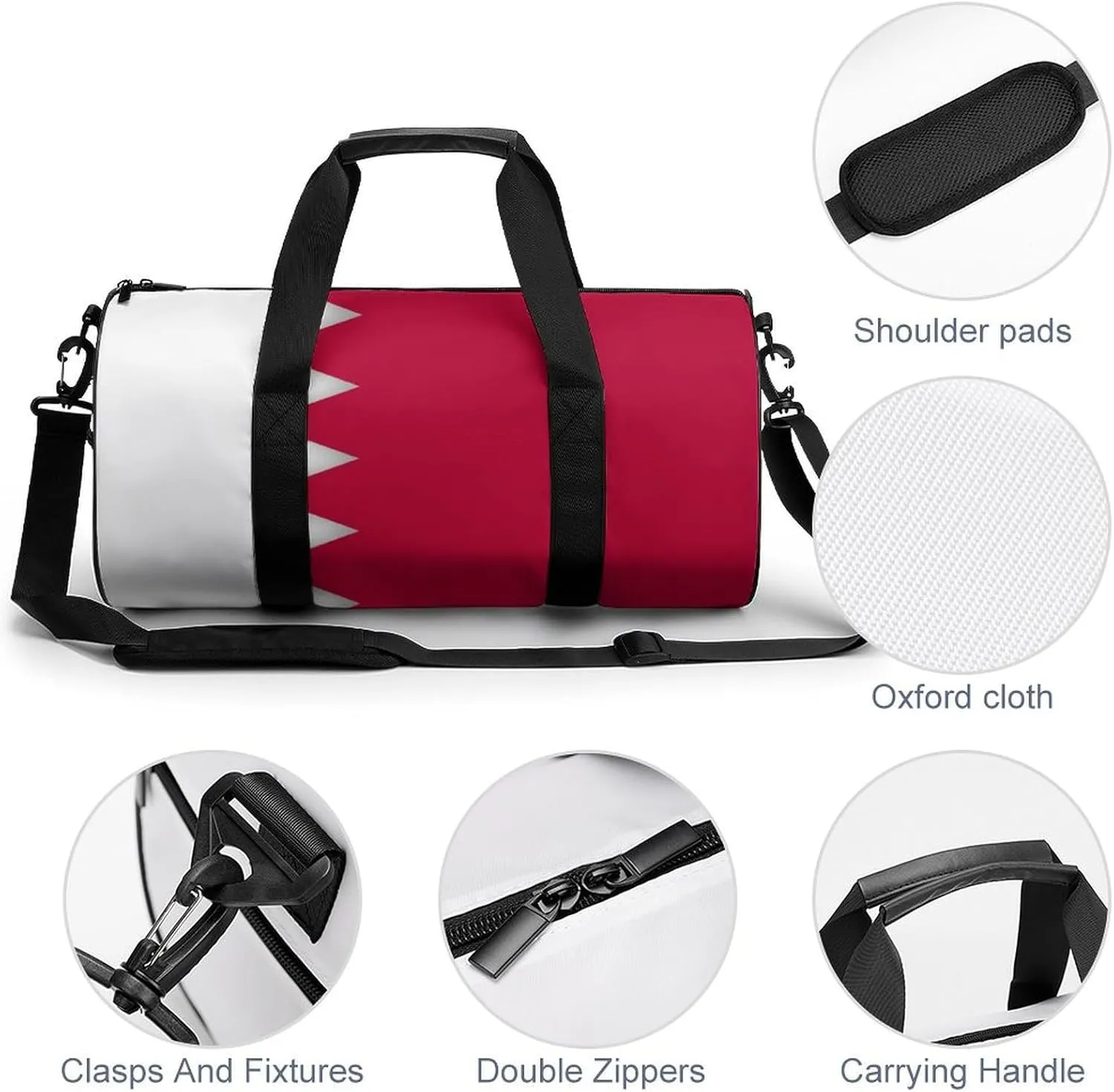 Bahrain Flag Large Gym Duffel Bag with Wet Pocket for Men Women Travel Workout