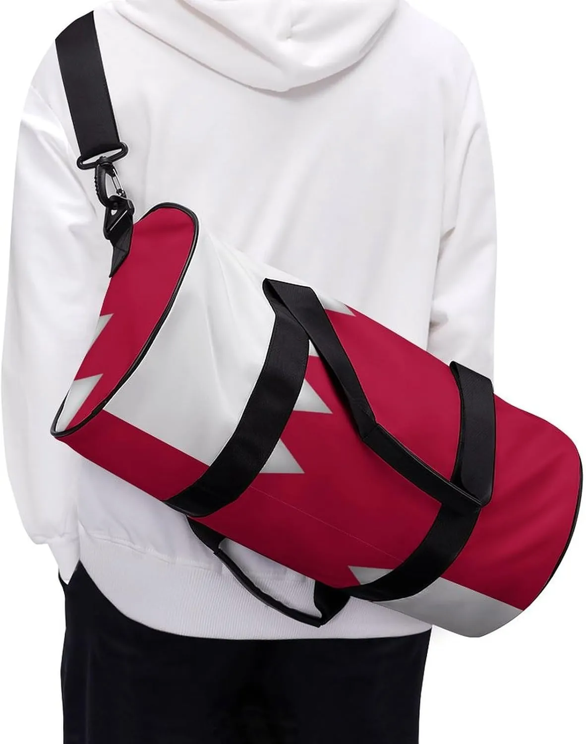 Bahrain Flag Large Gym Duffel Bag with Wet Pocket for Men Women Travel Workout