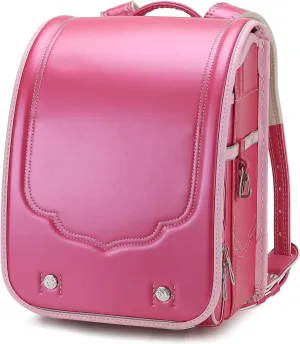 Baobab's wish Ransel Randoseru Backpack Semi-automatic satchel Japanese school bag for girls and boys PU leather bab-rng58 (Rose)