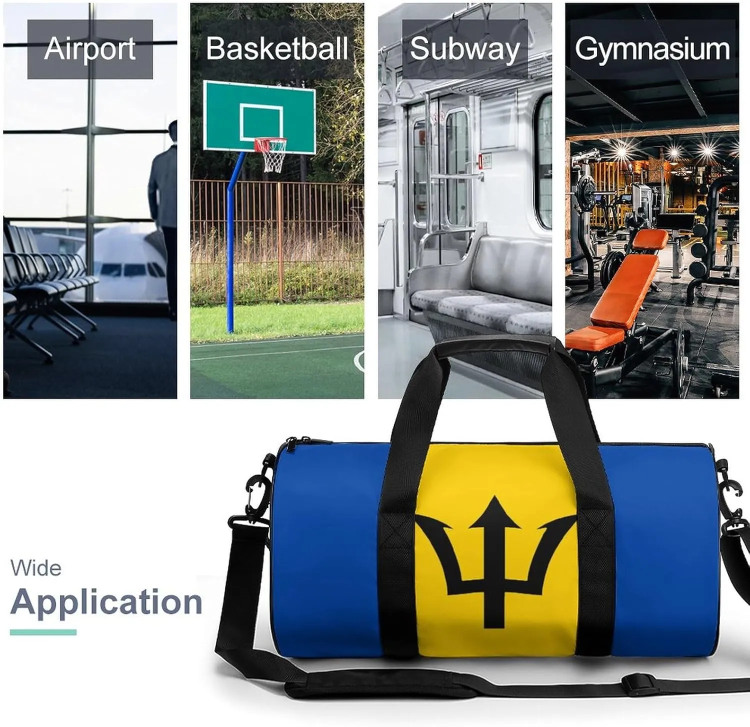 Barbados Flag Travel Gym Duffel Bag for Women Men Dry Wet Separation Carry On Weekender