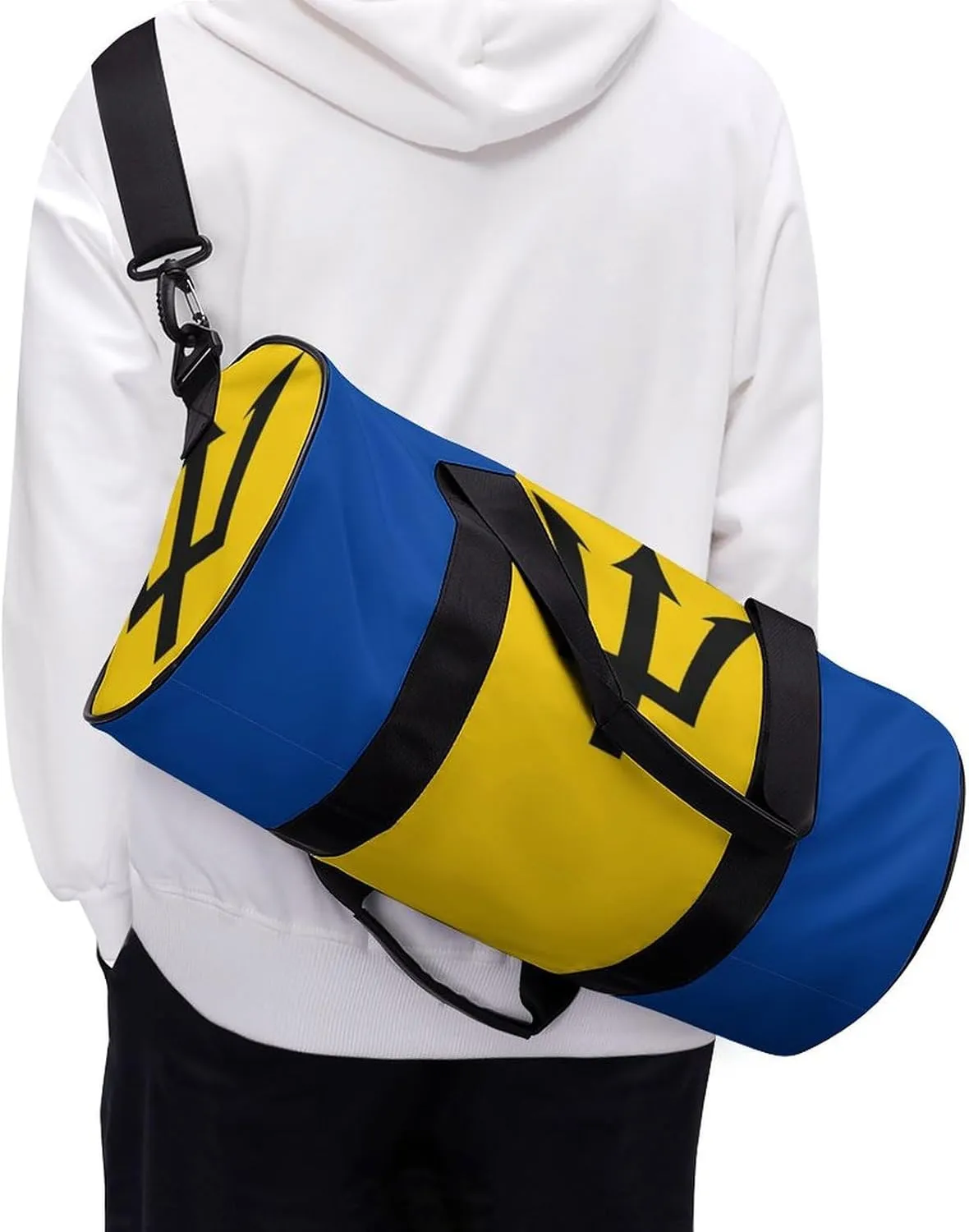 Barbados Flag Travel Gym Duffel Bag for Women Men Dry Wet Separation Carry On Weekender