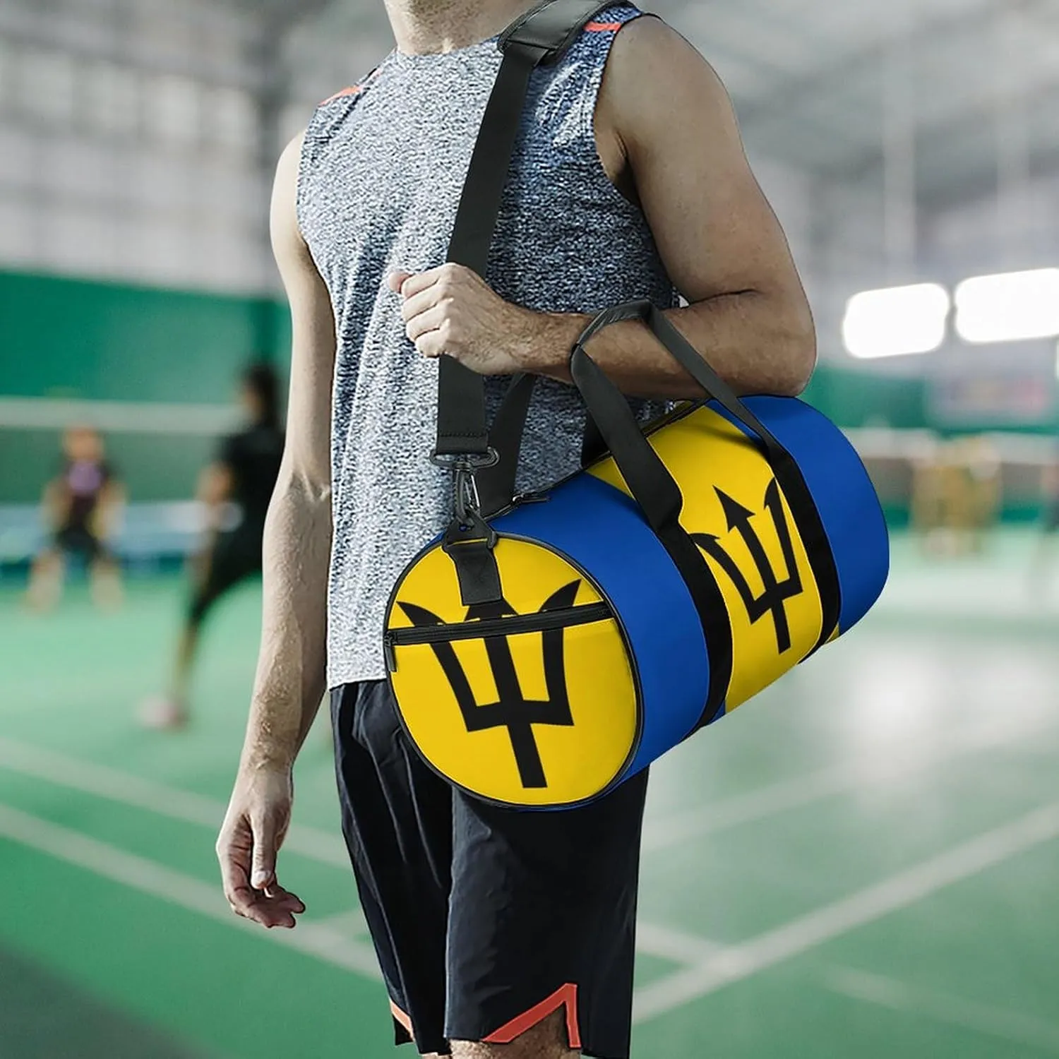 Barbados Flag Travel Gym Duffel Bag for Women Men Dry Wet Separation Carry On Weekender