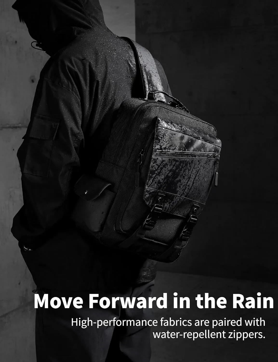 BASICPOWER Laptop Sling Bag for Men Women, Sling Backpack Crossbody Bag Fits 14 inch Computer with USB Port Anti-theft
