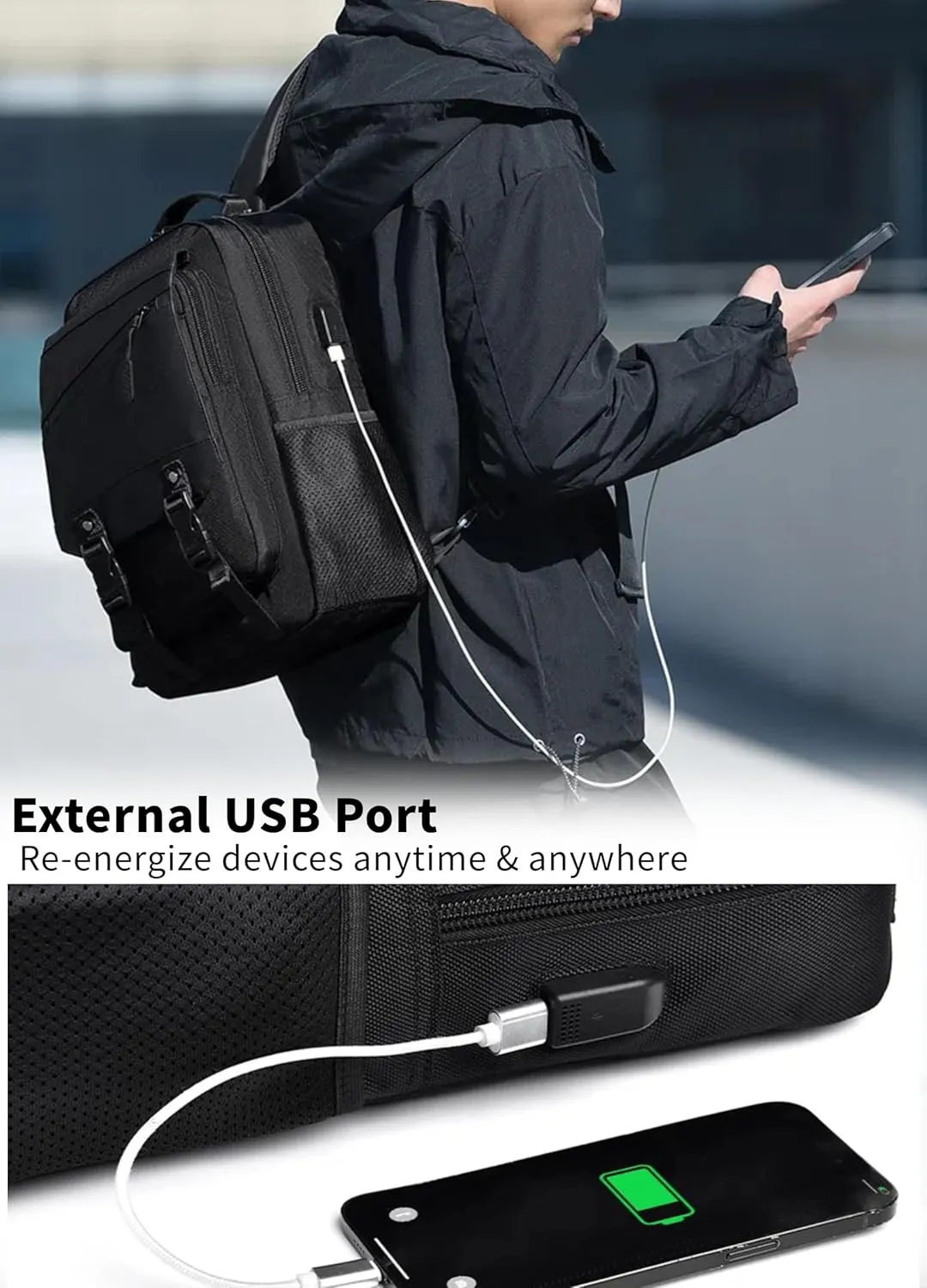 BASICPOWER Laptop Sling Bag for Men Women, Sling Backpack Crossbody Bag Fits 14 inch Computer with USB Port Anti-theft