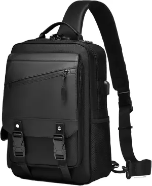 BASICPOWER Laptop Sling Bag for Men Women, Sling Backpack Crossbody Bag Fits 14 inch Computer with USB Port Anti-theft