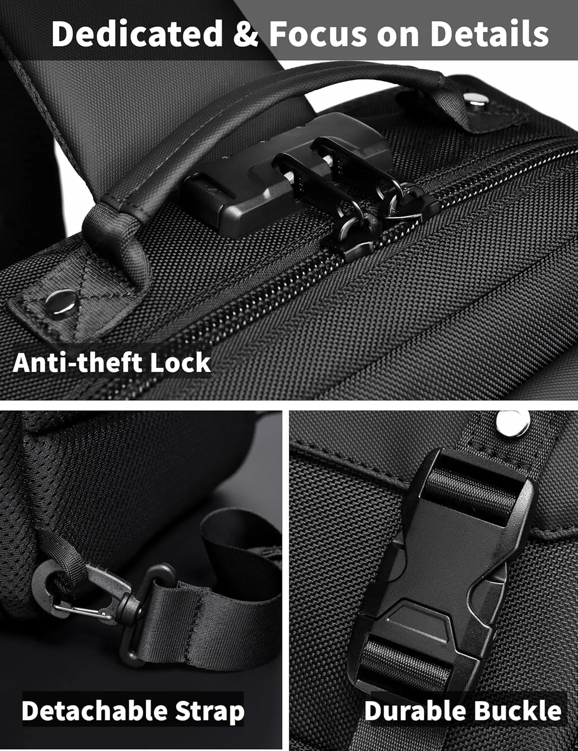 BASICPOWER Laptop Sling Bag for Men Women, Sling Backpack Crossbody Bag Fits 14 inch Computer with USB Port Anti-theft