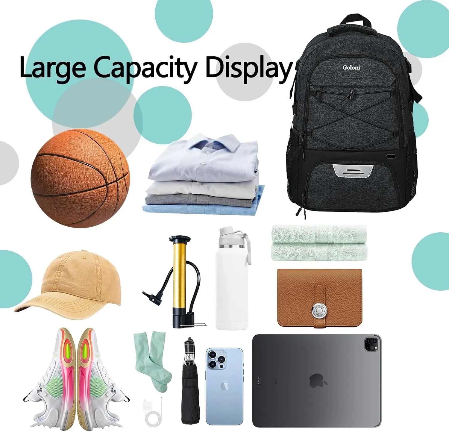 Basketball Backpack for Men and Women,Sports Bag with Ball Compartment,Gym Backpack with Shoe Compartment