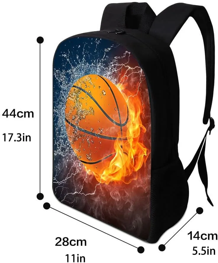 Basketball School Backpack for Boys/Girls 17 in Black Boy Backpack,Cool Design Casual Daypack Sports Backpack for Man/Kid/Girl/Woman
