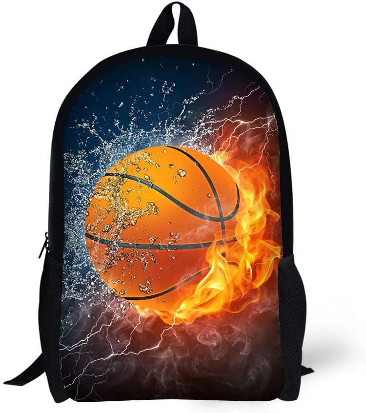 Basketball School Backpack for Boys/Girls 17 in Black Boy Backpack,Cool Design Casual Daypack Sports Backpack for Man/Kid/Girl/Woman
