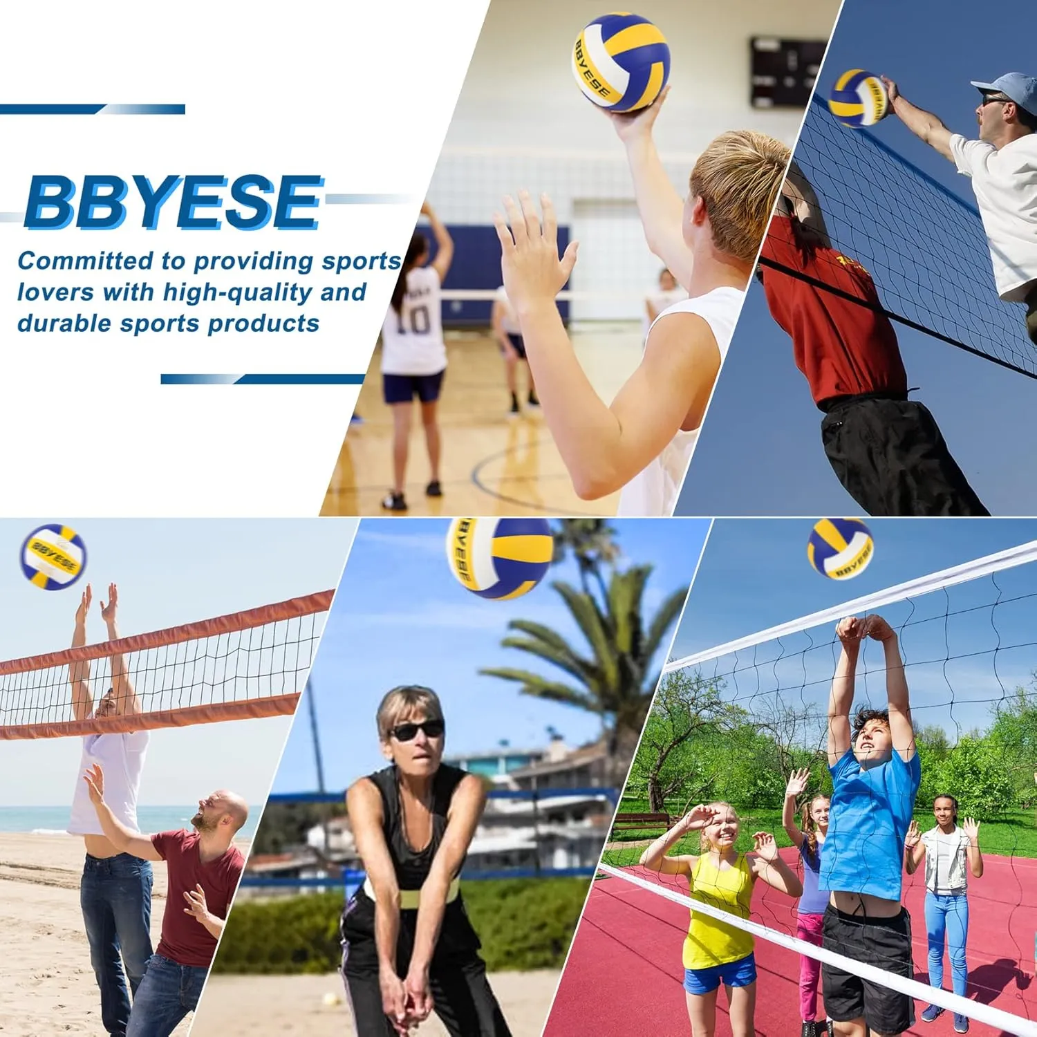 BBYESE Indoor Outdoor Volleyball Official Size 5 Waterproof Soft Sand Volley Balls for Kids Girls Boys Beginners Adults Men Women Pool Beach Gym Game Training Competition Play Gift