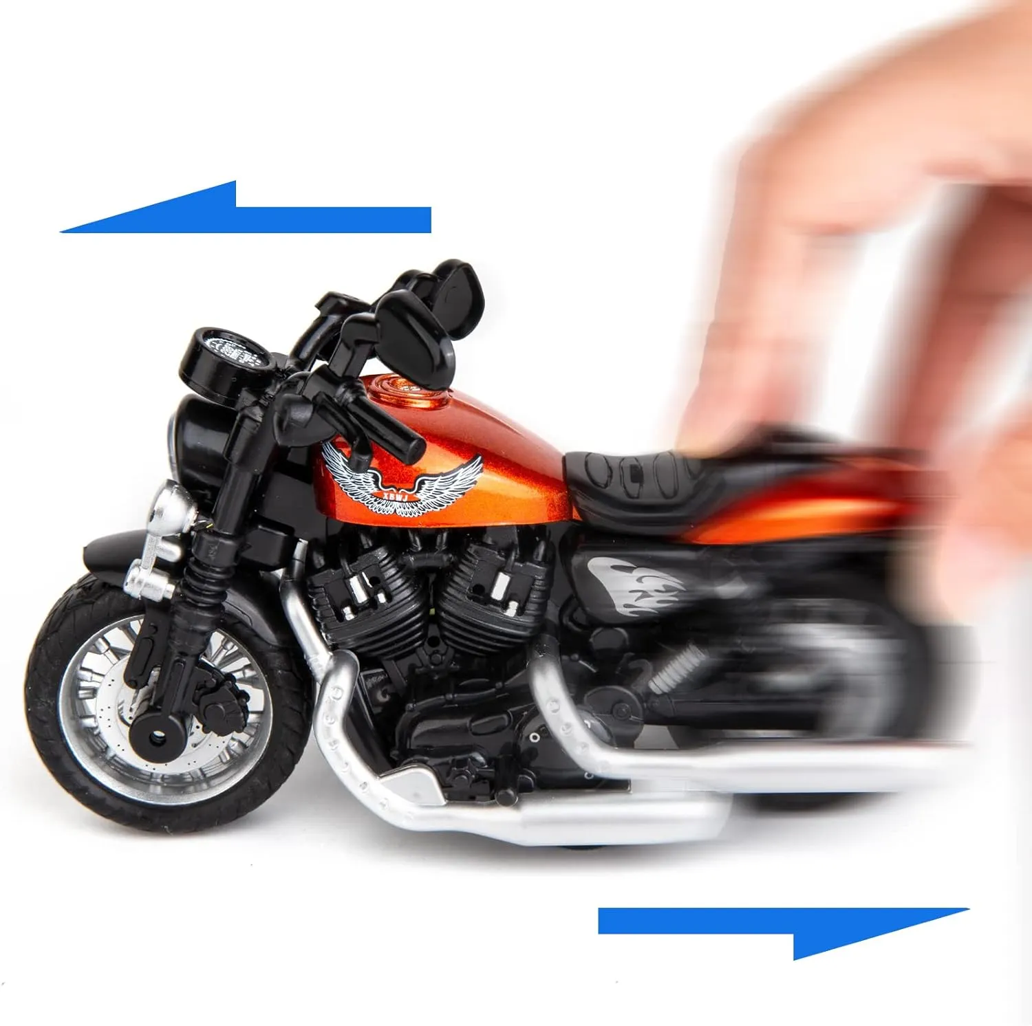 BDTCTK Compatible for 1:12 Harley Motorcycle Model, Mini Toy Motorcycle, Pull Back Toy Cars with Sound and Light, Motorcycle Collection for Boys Kids,Gift Orange