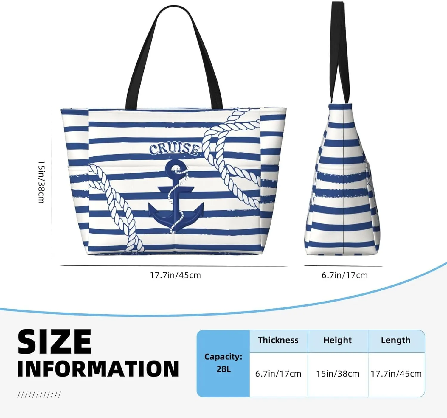 Beach Bag for Women Beach Tote Bag Waterproof Sandproof Large Bags with Zipper Big Capacity for Vacation Travel