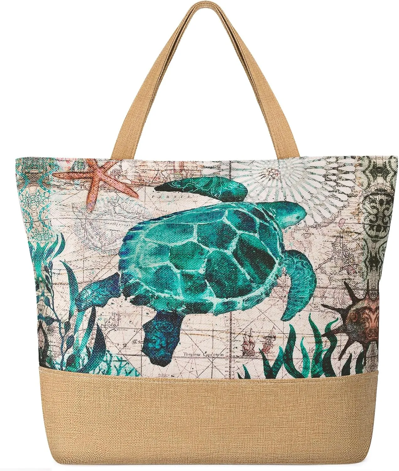 Beach Bag for Women, Large Beach Tote Bags with Zipper, Woven Straw Tote Waterproof, Swim Gym Shopping Travel Bag