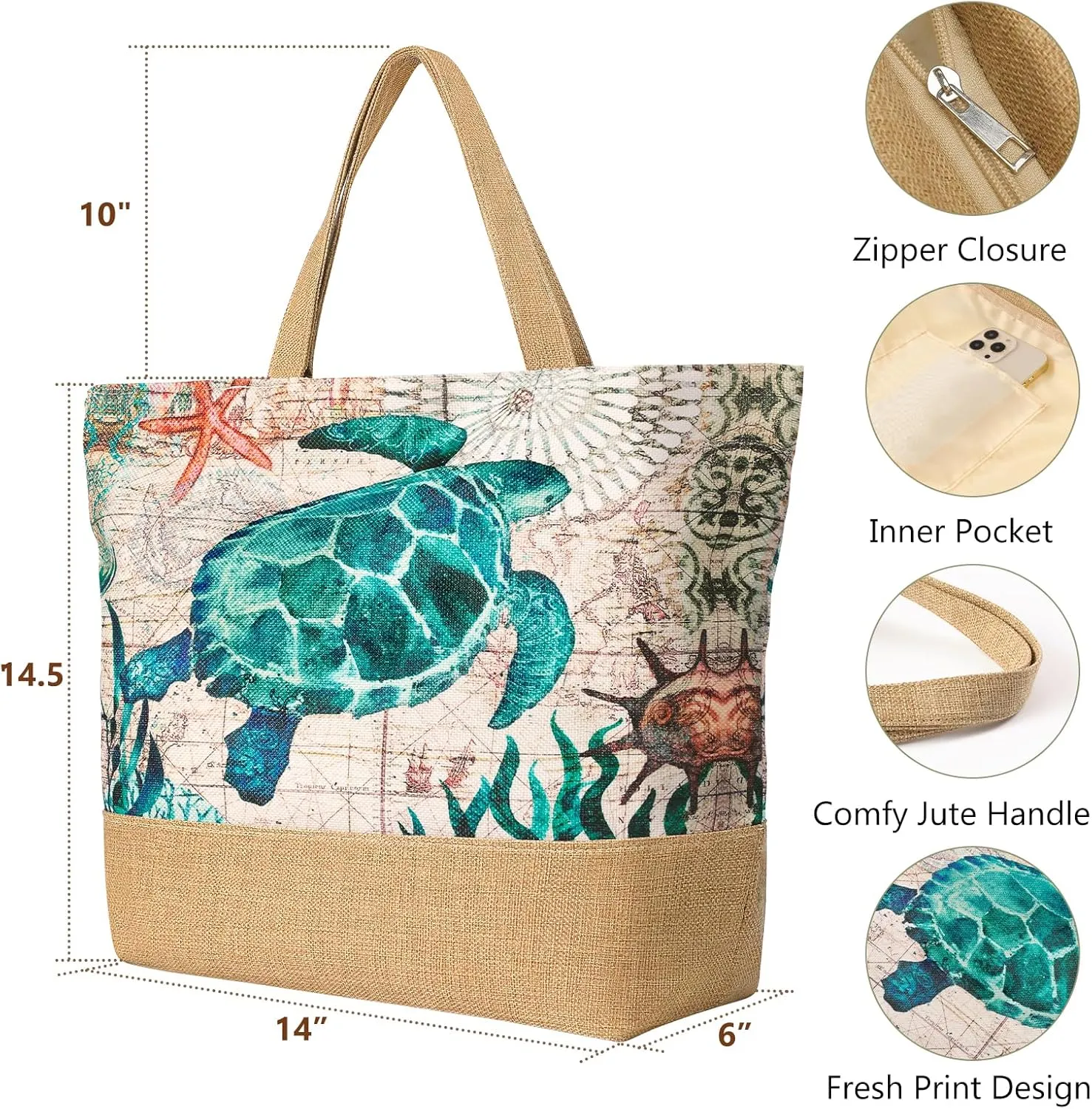 Beach Bag for Women, Large Beach Tote Bags with Zipper, Woven Straw Tote Waterproof, Swim Gym Shopping Travel Bag