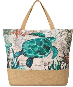 Beach Bag for Women, Large Beach Tote Bags with Zipper, Woven Straw Tote Waterproof, Swim Gym Shopping Travel Bag