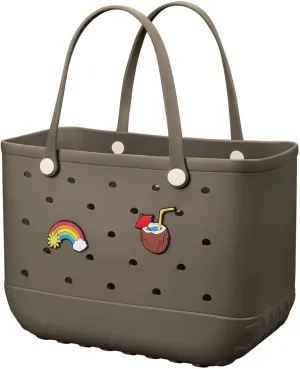 Beach Bag Rubber Tote Bag - Waterproof Travel Bag for Women Washable Tote Bag Handbag for Sports Beach Market Pool